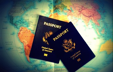 Passport-on-map-image